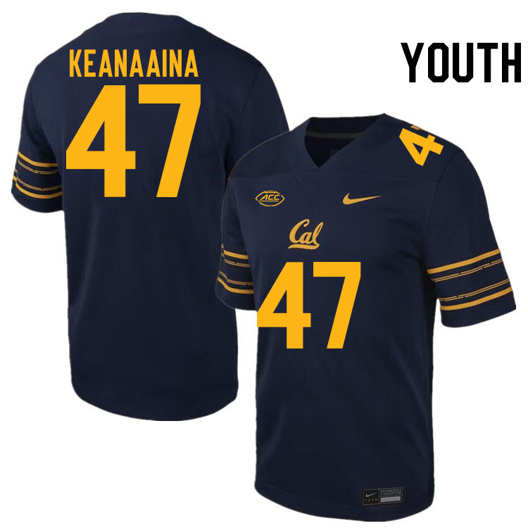 Youth #47 Aidan Keanaaina California Golden Bears ACC Conference College Football Jerseys Stitched S